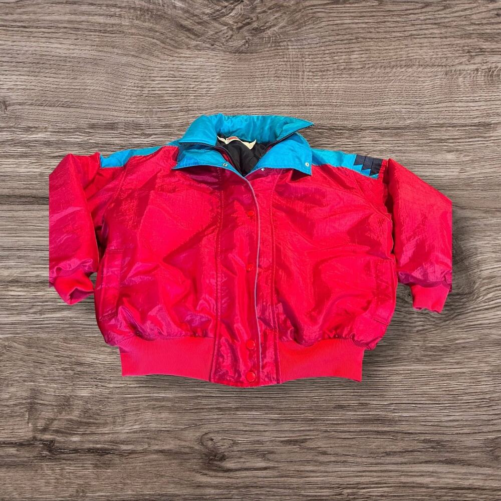 Vintage 90s Comfy Casuals Women’s Puffer Ski Snow Jacket Coat Color Block Red L